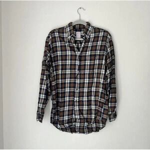 Brooks Brothers Shirt Men's Medium 346 Plaid Long Sleeve Regular Fit Button